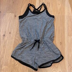*Last Chance* Gray and Black Strappy Romper